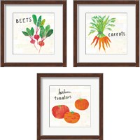 Framed 'Kitchen Garden Cream 3 Piece Framed Art Print Set' border=