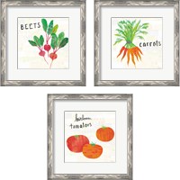 Framed 'Kitchen Garden Cream 3 Piece Framed Art Print Set' border=