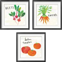 Framed 'Kitchen Garden Cream 3 Piece Framed Art Print Set' border=