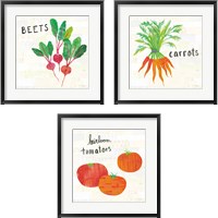 Framed 'Kitchen Garden Cream 3 Piece Framed Art Print Set' border=