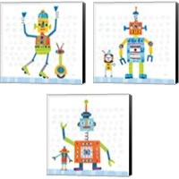 Framed Robot Party on Square Toys 3 Piece Canvas Print Set