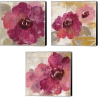 Framed 'Elegant Fresco Floral Gold Flower 3 Piece Canvas Print Set' border=