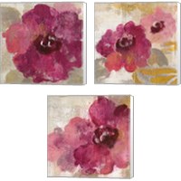 Framed Elegant Fresco Floral Gold Flower 3 Piece Canvas Print Set