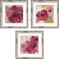 Framed Elegant Fresco Floral Gold Flower 3 Piece Framed Art Print Set