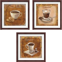 Framed 'Coffee Time on Wood 3 Piece Framed Art Print Set' border=