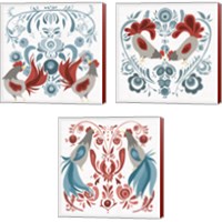 Framed 'Americana Roosters 3 Piece Canvas Print Set' border=