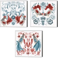 Framed Americana Roosters 3 Piece Canvas Print Set