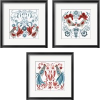 Framed Americana Roosters 3 Piece Framed Art Print Set