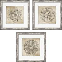 Framed 'Rosette Neutral 3 Piece Framed Art Print Set' border=