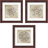 Framed Rosette Neutral 3 Piece Framed Art Print Set