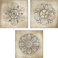 Framed 'Rosette Neutral 3 Piece Art Print Set' border=