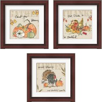 Framed 'Be Thankful 3 Piece Framed Art Print Set' border=