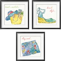 Framed 'Surfs Up 3 Piece Framed Art Print Set' border=