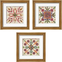 Framed 'Farmers Feast Tiles 3 Piece Framed Art Print Set' border=