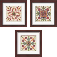 Framed 'Farmers Feast Tiles 3 Piece Framed Art Print Set' border=