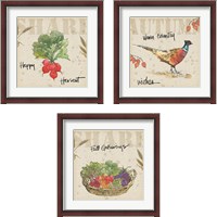 Framed 'Farmers Feast Harvest 3 Piece Framed Art Print Set' border=