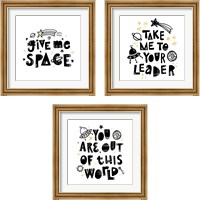 Framed 'Give Me Space 3 Piece Framed Art Print Set' border=