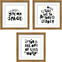 Framed 'Give Me Space 3 Piece Framed Art Print Set' border=