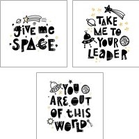 Framed 'Give Me Space 3 Piece Art Print Set' border=