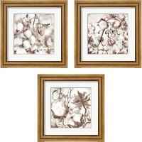 Framed Cotton Boll Triptych Sentimen 3 Piece Framed Art Print Set