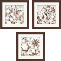 Framed Cotton Boll Triptych Sentimen 3 Piece Framed Art Print Set