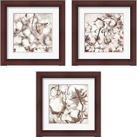 Framed 'Cotton Boll Triptych Sentimen 3 Piece Framed Art Print Set' border=