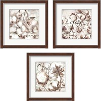 Framed 'Cotton Boll Triptych Sentimen 3 Piece Framed Art Print Set' border=