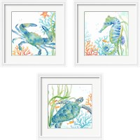 Framed 'Sea Life Serenade 3 Piece Framed Art Print Set' border=