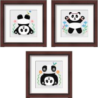 Framed 'Tumbling Pandas 3 Piece Framed Art Print Set' border=