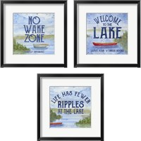 Framed 'Lake Living Panel 3 Piece Framed Art Print Set' border=