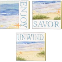 Framed 'Savor the Sea 3 Piece Canvas Print Set' border=
