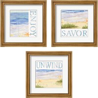 Framed 'Savor the Sea 3 Piece Framed Art Print Set' border=