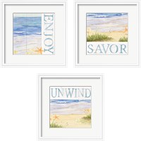 Framed 'Savor the Sea 3 Piece Framed Art Print Set' border=