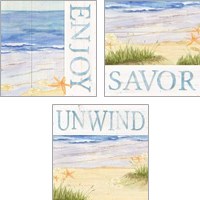 Framed 'Savor the Sea 3 Piece Art Print Set' border=