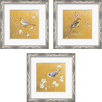 Framed Bird on Gold 3 Piece Framed Art Print Set