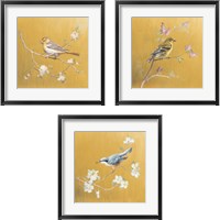 Framed Bird on Gold 3 Piece Framed Art Print Set