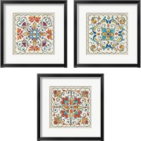 Framed 'Mediterranean Flair  3 Piece Framed Art Print Set' border=