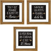 Framed Inspirational Collage French on Black 3 Piece Framed Art Print Set