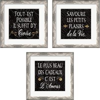 Framed 'Inspirational Collage French on Black 3 Piece Framed Art Print Set' border=