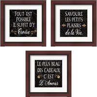 Framed Inspirational Collage French on Black 3 Piece Framed Art Print Set