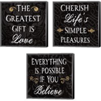 Framed 'Inspirational Collage on Black 3 Piece Canvas Print Set' border=