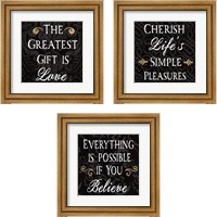 Framed 'Inspirational Collage on Black 3 Piece Framed Art Print Set' border=