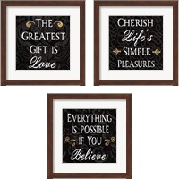 Framed 'Inspirational Collage on Black 3 Piece Framed Art Print Set' border=