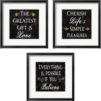 Framed 'Inspirational Collage on Black 3 Piece Framed Art Print Set' border=