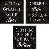 Framed Inspirational Collage on Black 3 Piece Art Print Set