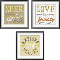 Framed Mod Triangles Wanderlust Retro 3 Piece Framed Art Print Set