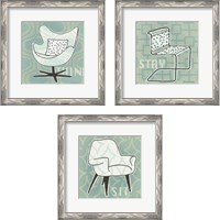 Framed 'Retro Chair 3 Piece Framed Art Print Set' border=
