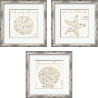 Framed 'Seaside Blossoms Neutral 3 Piece Framed Art Print Set' border=