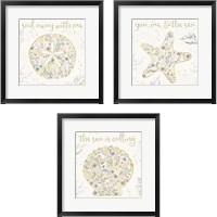 Framed 'Seaside Blossoms Neutral 3 Piece Framed Art Print Set' border=