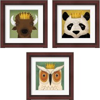 Framed 'Animal with Crown 3 Piece Framed Art Print Set' border=